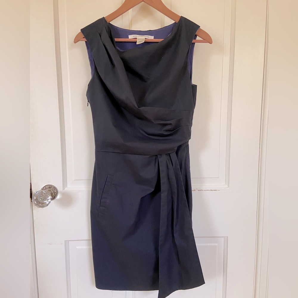 Diane Von Furstenberg DVF Navy Blue Dress with Pockets